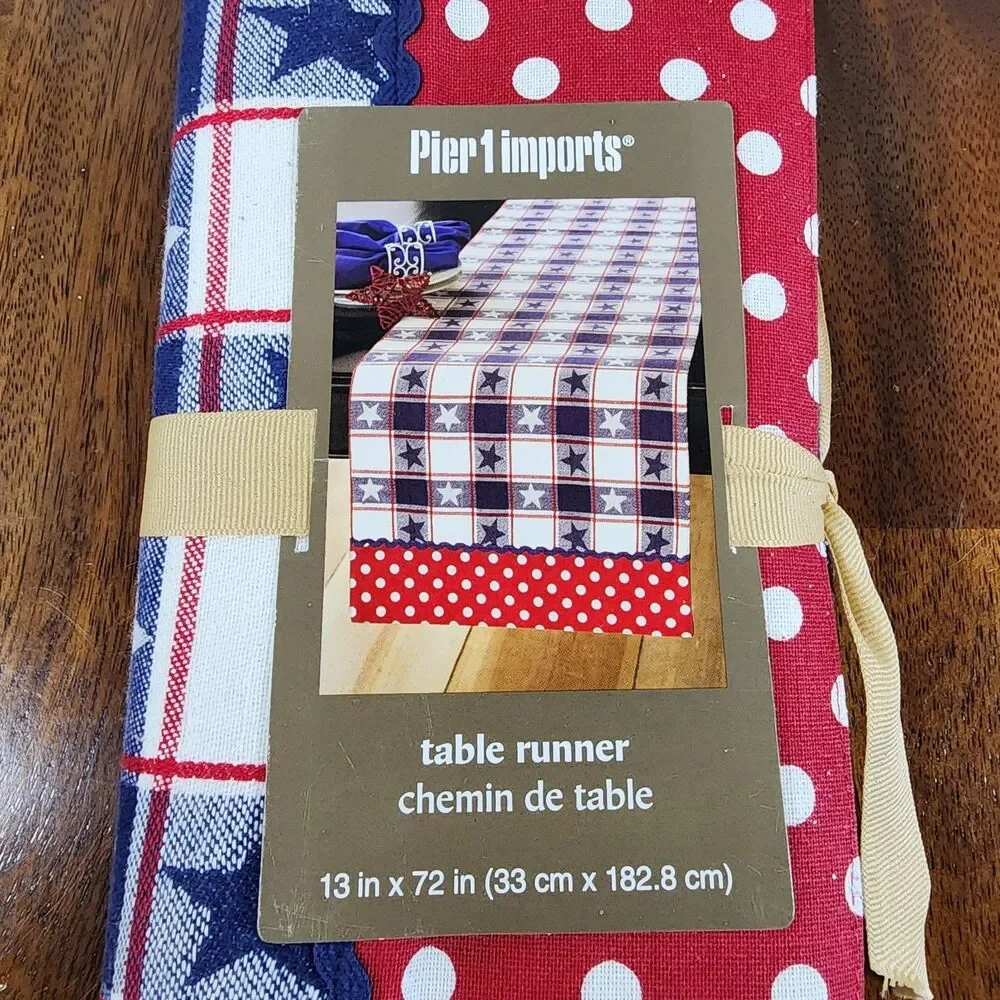 Pier 1 Import Table Runner White Blue Red Color